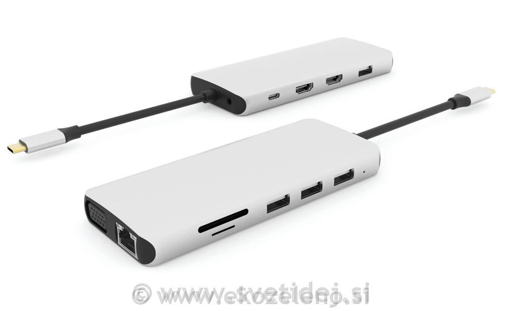 USB-C hub razdelilnik, 12-v-1