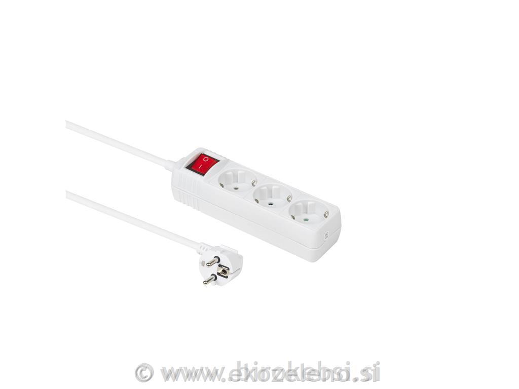 Razdelilnik s stikalom 3 vtičnice, 3m