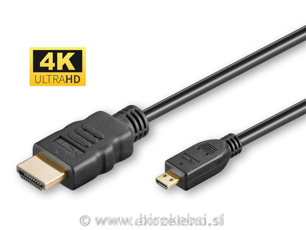 Kabel HDMI na HDMI Micro D 2.0, 2m