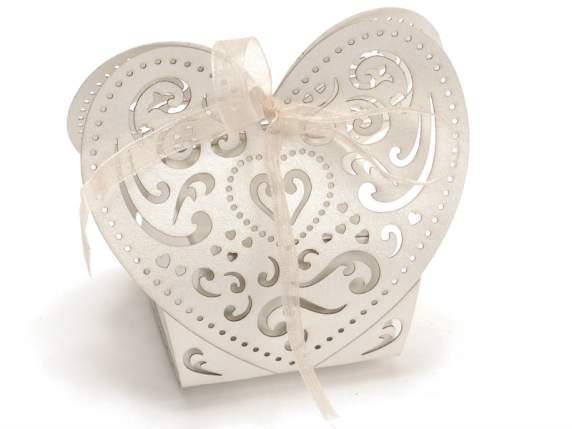 Škatlica srce 8,5x5x7,5 cm, set 25,pearl