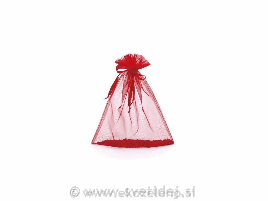 Vrečka organza rdeča 23x30 cm, set 10