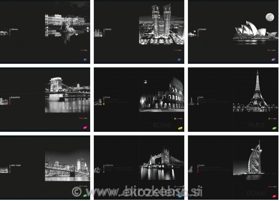 ZVEZEK A4 ČRNA MESTA BREZČRTNI 52L