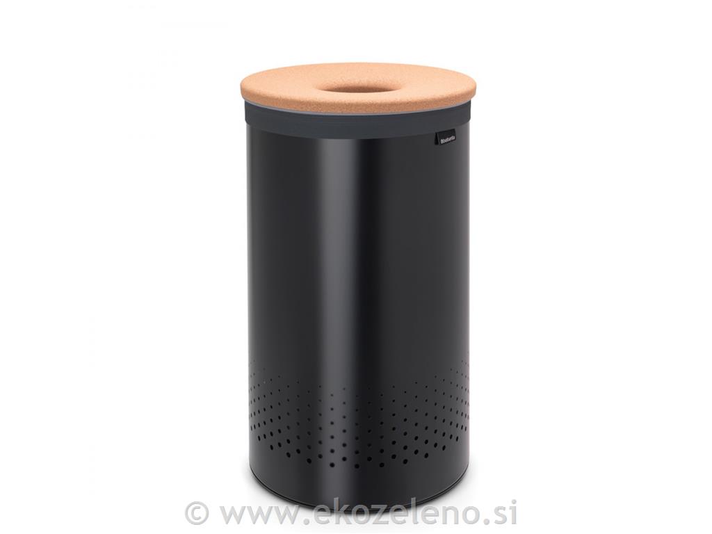 koš za perilo 60L okrogel, črn