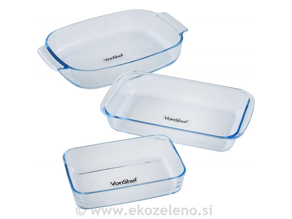 steklene posode za peko v pečici - 3 kos