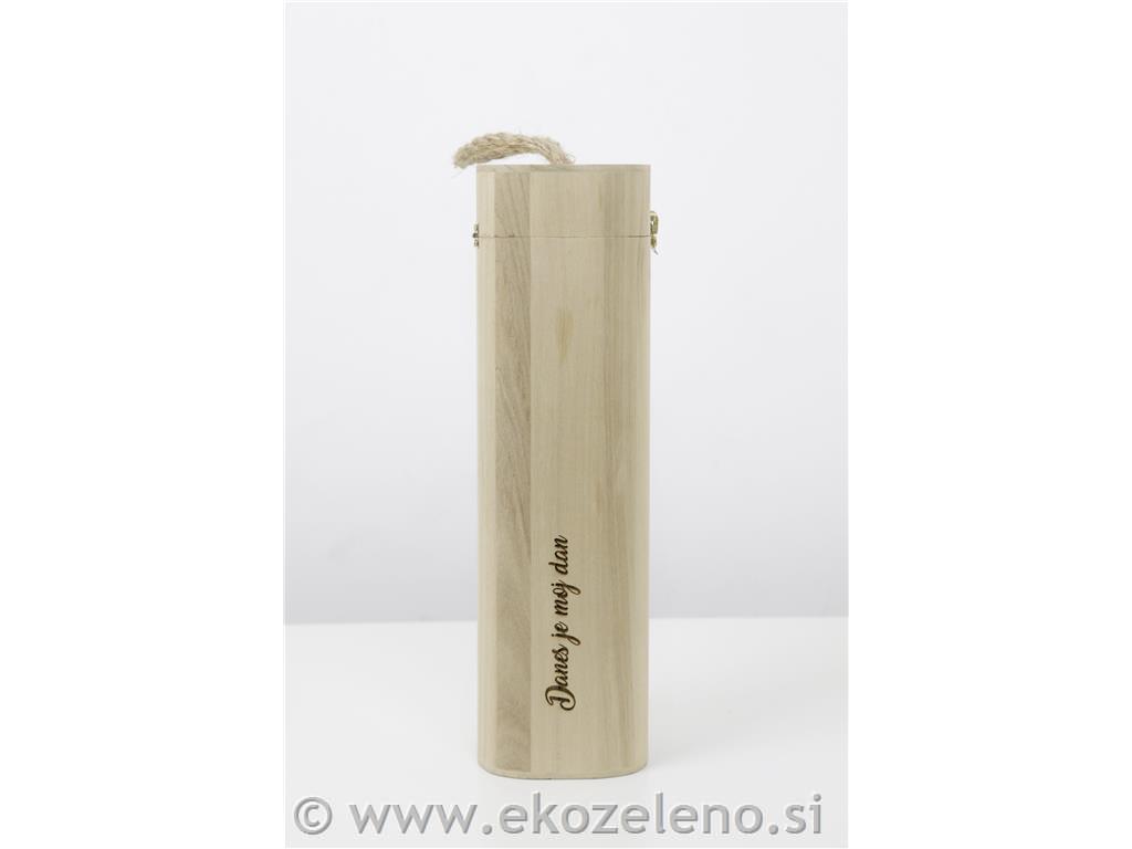 Lesena škatla za steklenico, 10x10x34 cm